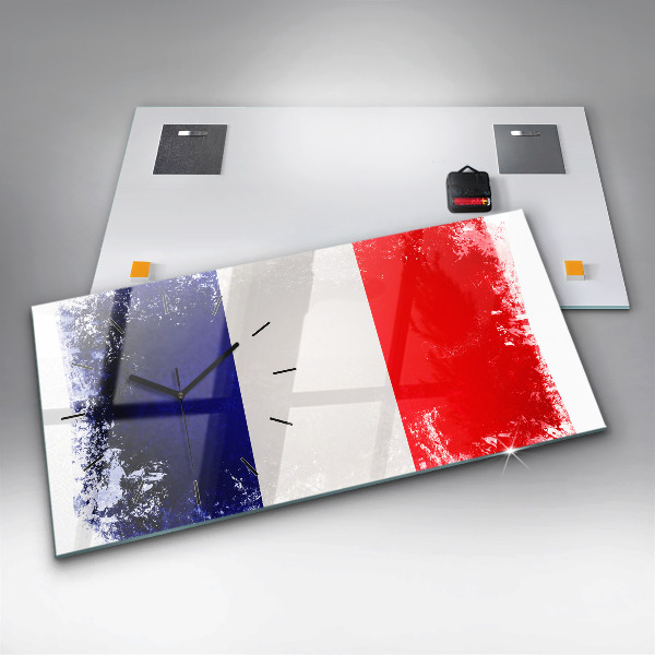 Glass wall clock rectangular Flag of France