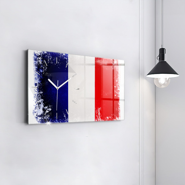 Glass wall clock rectangular Flag of France