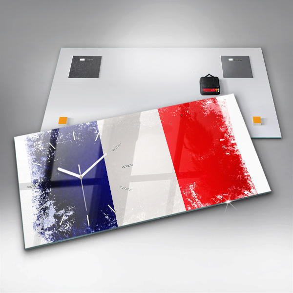 Glass wall clock rectangular Flag of France
