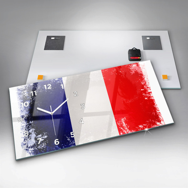 Glass wall clock rectangular Flag of France