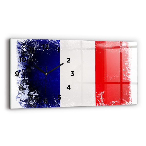 Glass wall clock rectangular Flag of France