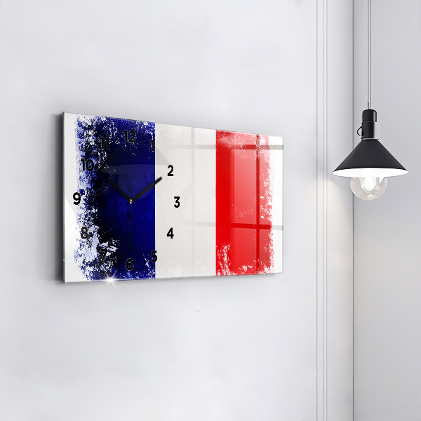 Glass wall clock rectangular Flag of France