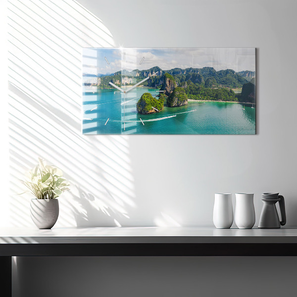 Glass wall clock rectangular Island in Thailand