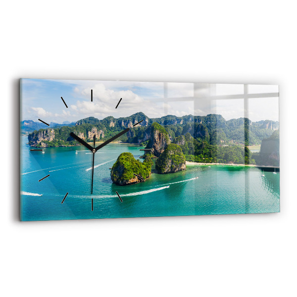 Glass wall clock rectangular Island in Thailand