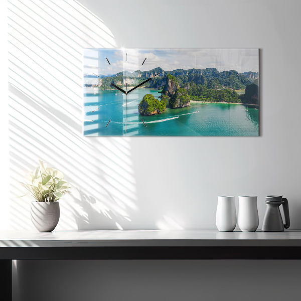Glass wall clock rectangular Island in Thailand