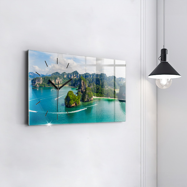 Glass wall clock rectangular Island in Thailand