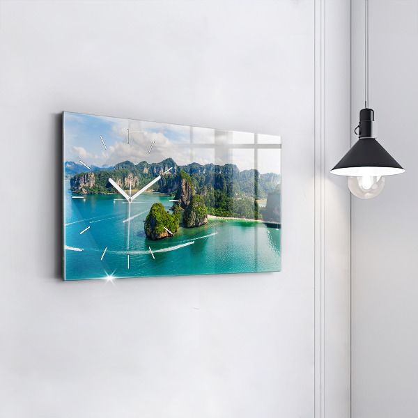 Glass wall clock rectangular Island in Thailand