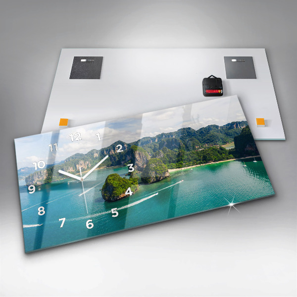 Glass wall clock rectangular Island in Thailand
