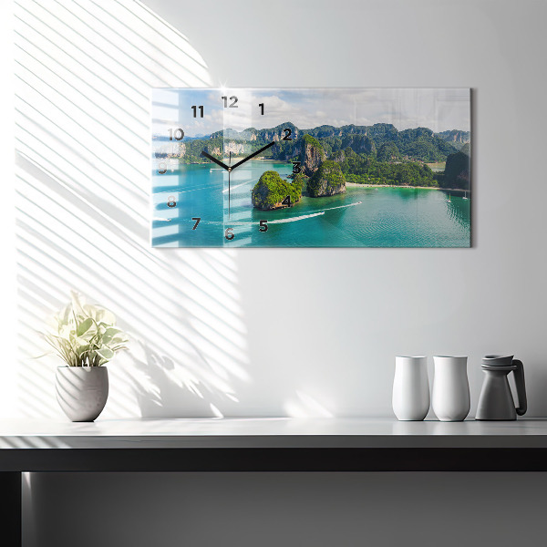 Glass wall clock rectangular Island in Thailand