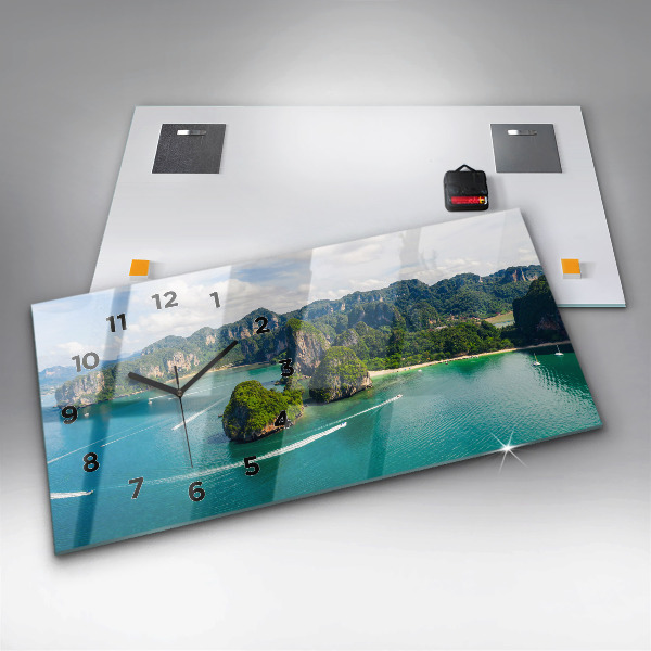 Glass wall clock rectangular Island in Thailand