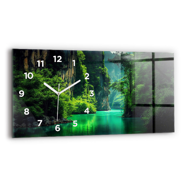 Glass wall clock rectangular Thailand's natural landscape
