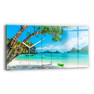 Glass wall clock rectangular Sunny island Thailand
