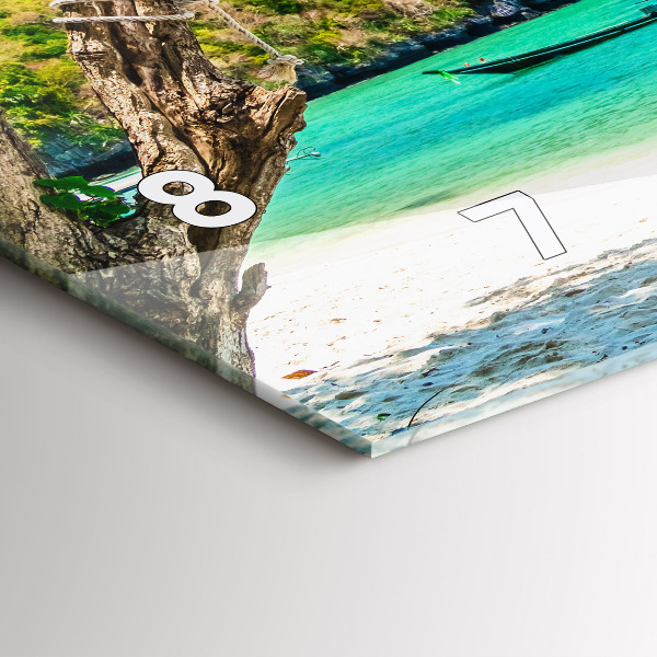 Glass wall clock rectangular Sunny island Thailand