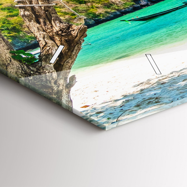 Glass wall clock rectangular Sunny island Thailand