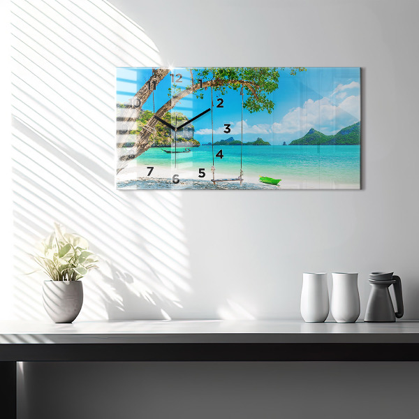 Glass wall clock rectangular Sunny island Thailand