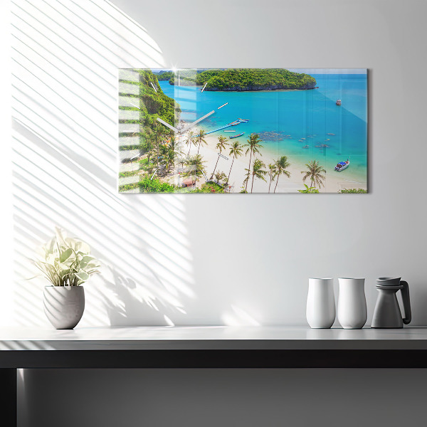 Glass wall clock rectangular National Park Thailand
