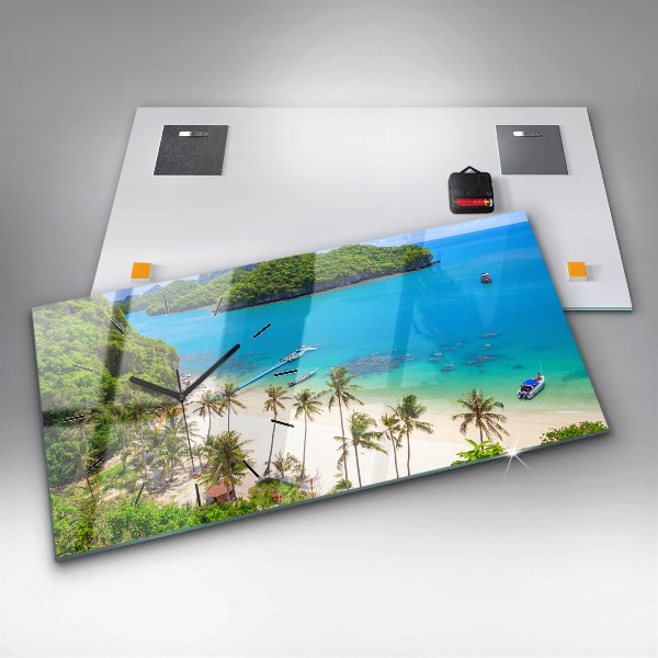 Glass wall clock rectangular National Park Thailand