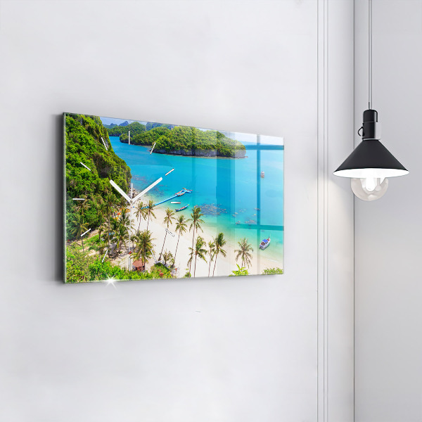 Glass wall clock rectangular National Park Thailand