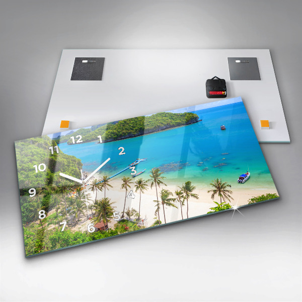 Glass wall clock rectangular National Park Thailand