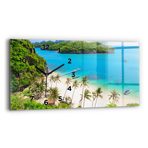 Glass wall clock rectangular National Park Thailand