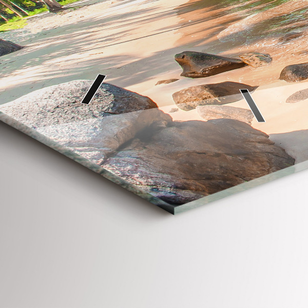 Glass wall clock rectangular Beautiful beach in Thailand