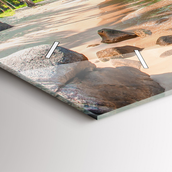 Glass wall clock rectangular Beautiful beach in Thailand