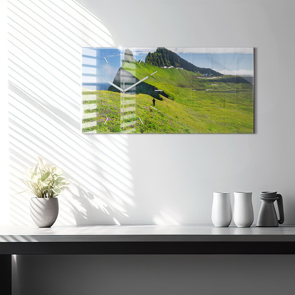 Glass wall clock rectangular Hornstrandir Reserve Iceland