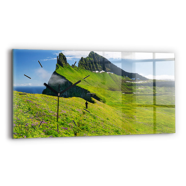 Glass wall clock rectangular Hornstrandir Reserve Iceland
