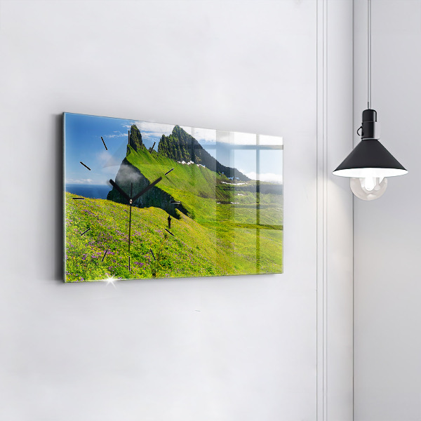 Glass wall clock rectangular Hornstrandir Reserve Iceland
