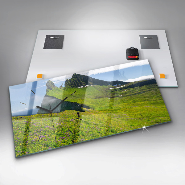 Glass wall clock rectangular Hornstrandir Reserve Iceland