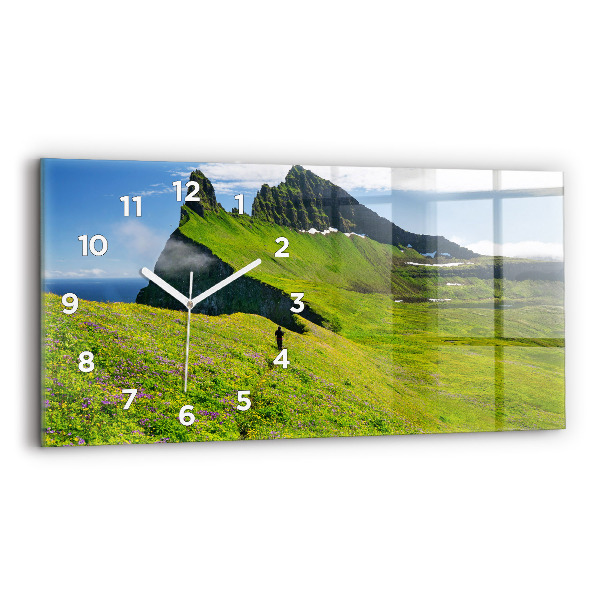 Glass wall clock rectangular Hornstrandir Reserve Iceland