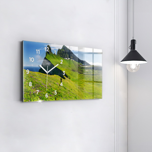Glass wall clock rectangular Hornstrandir Reserve Iceland
