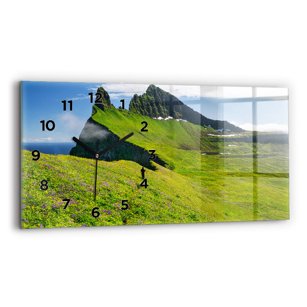 Glass wall clock rectangular Hornstrandir Reserve Iceland