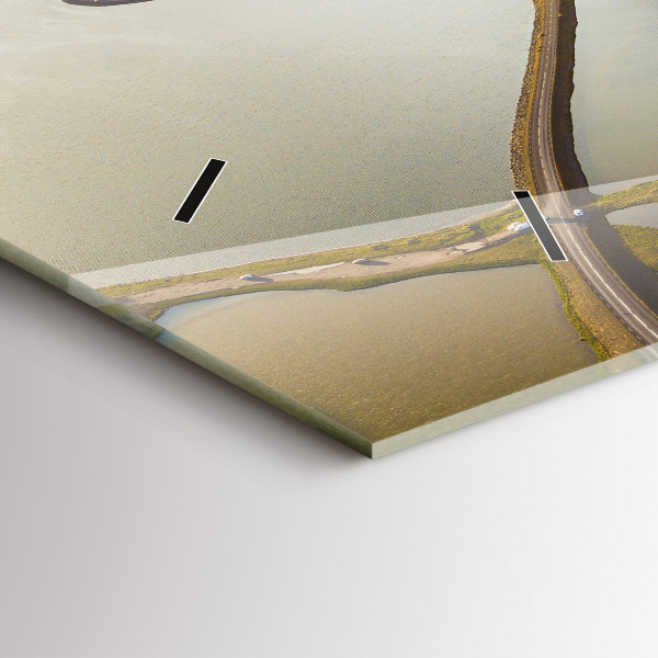 Glass wall clock rectangular Road in Iceland