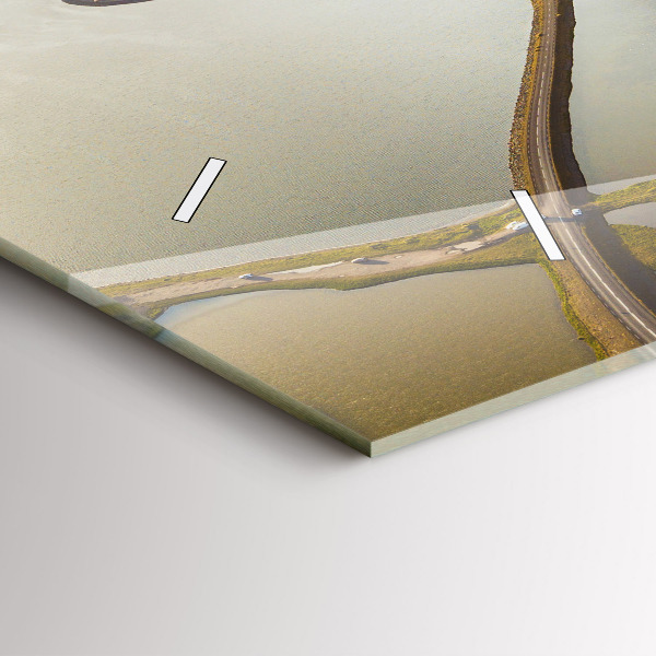 Glass wall clock rectangular Road in Iceland