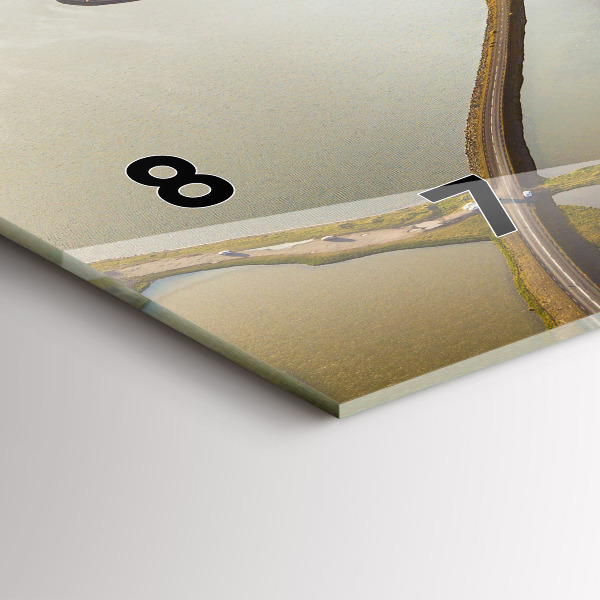 Glass wall clock rectangular Road in Iceland
