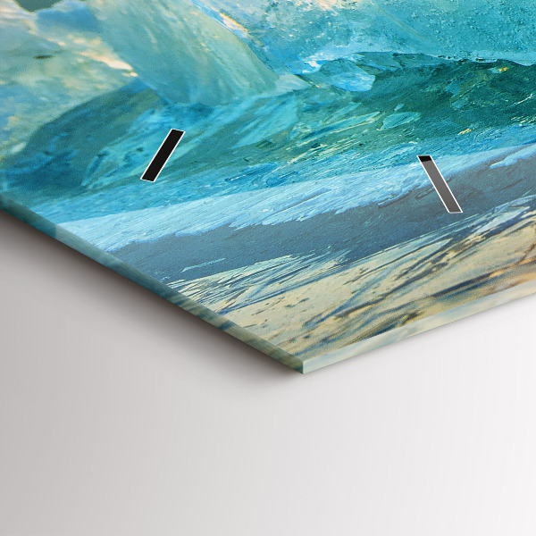 Glass wall clock rectangular Iceberg and sunrise