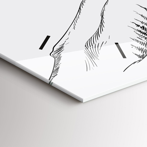 Glass wall clock rectangular Drawn mountains