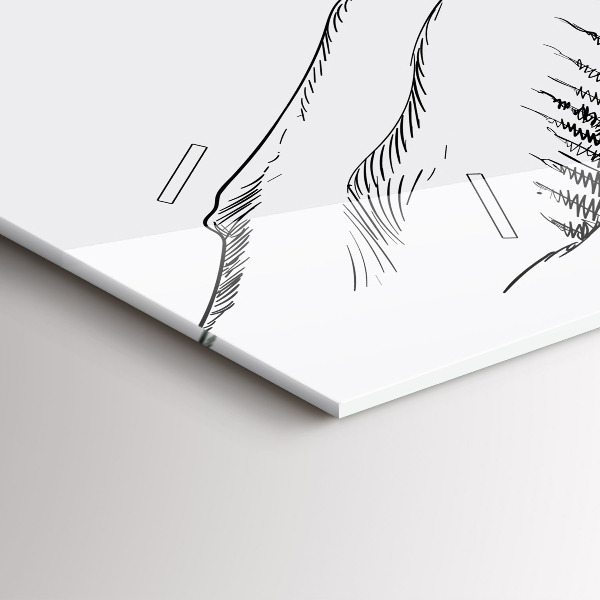 Glass wall clock rectangular Drawn mountains