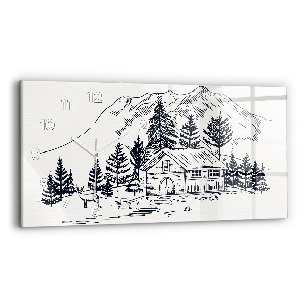 Glass wall clock rectangular Cartoon town