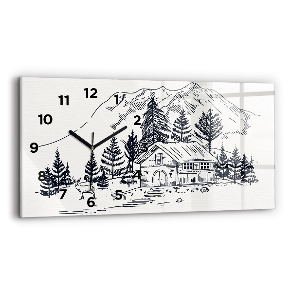 Glass wall clock rectangular Cartoon town