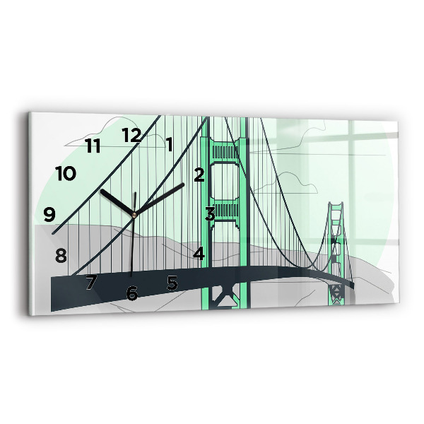 Glass wall clock rectangular Green Bridge