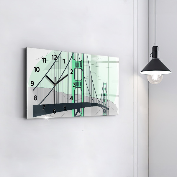 Glass wall clock rectangular Green Bridge