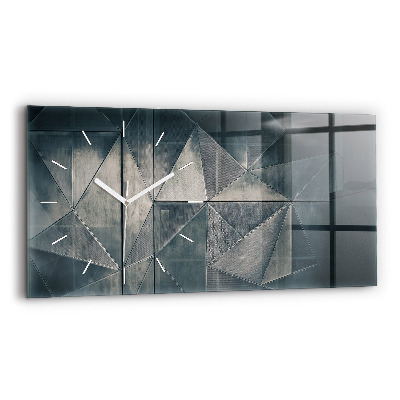 Glass wall clock rectangular Metal abstract triangles
