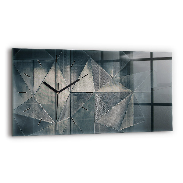Glass wall clock rectangular Metal abstract triangles