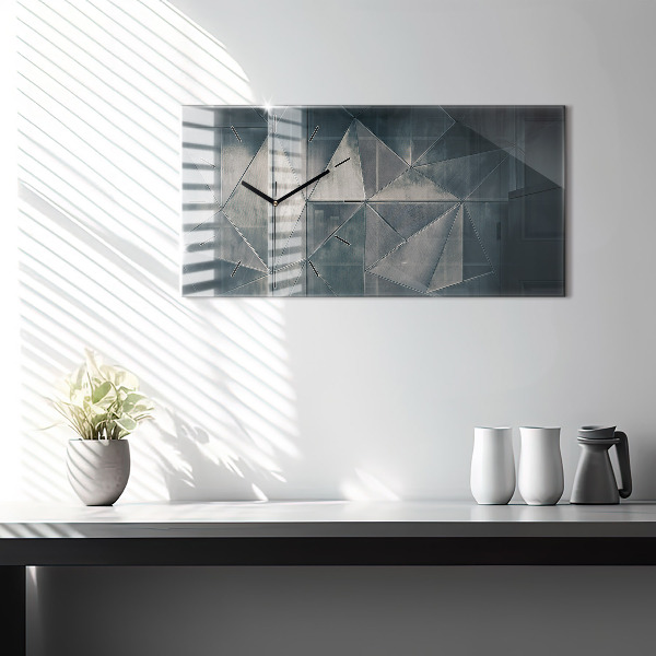 Glass wall clock rectangular Metal abstract triangles
