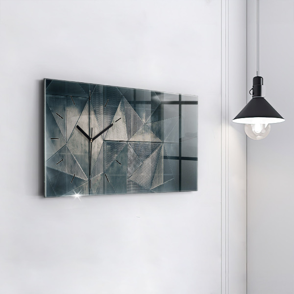 Glass wall clock rectangular Metal abstract triangles