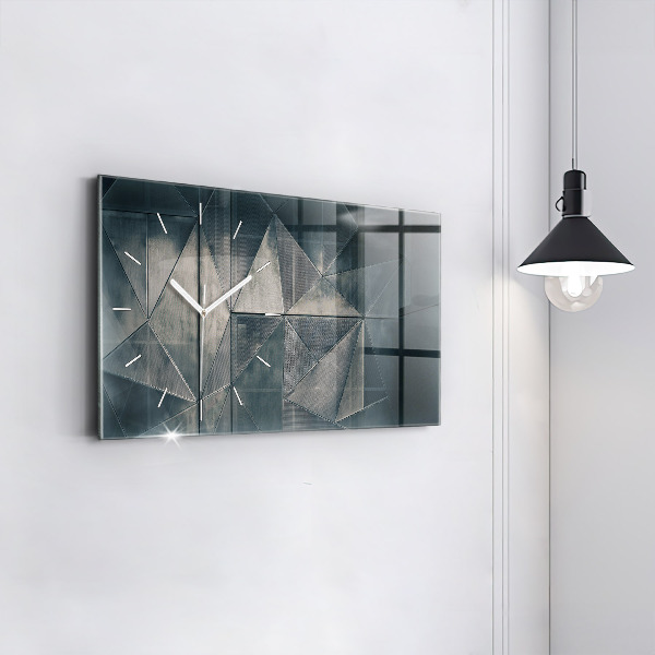 Glass wall clock rectangular Metal abstract triangles