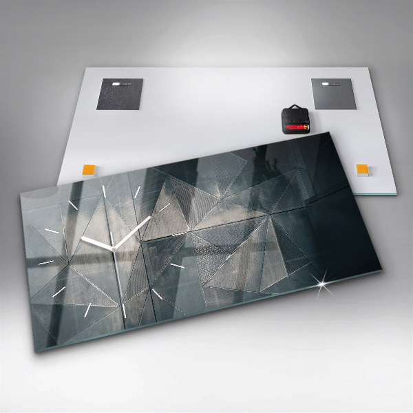 Glass wall clock rectangular Metal abstract triangles