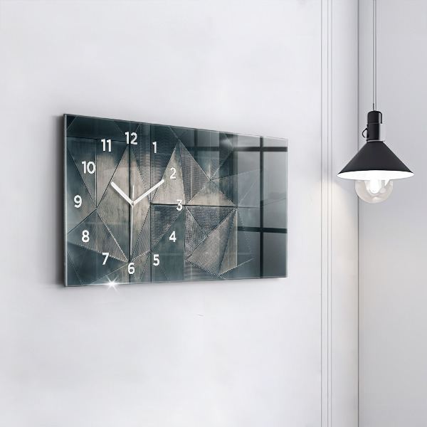 Glass wall clock rectangular Metal abstract triangles